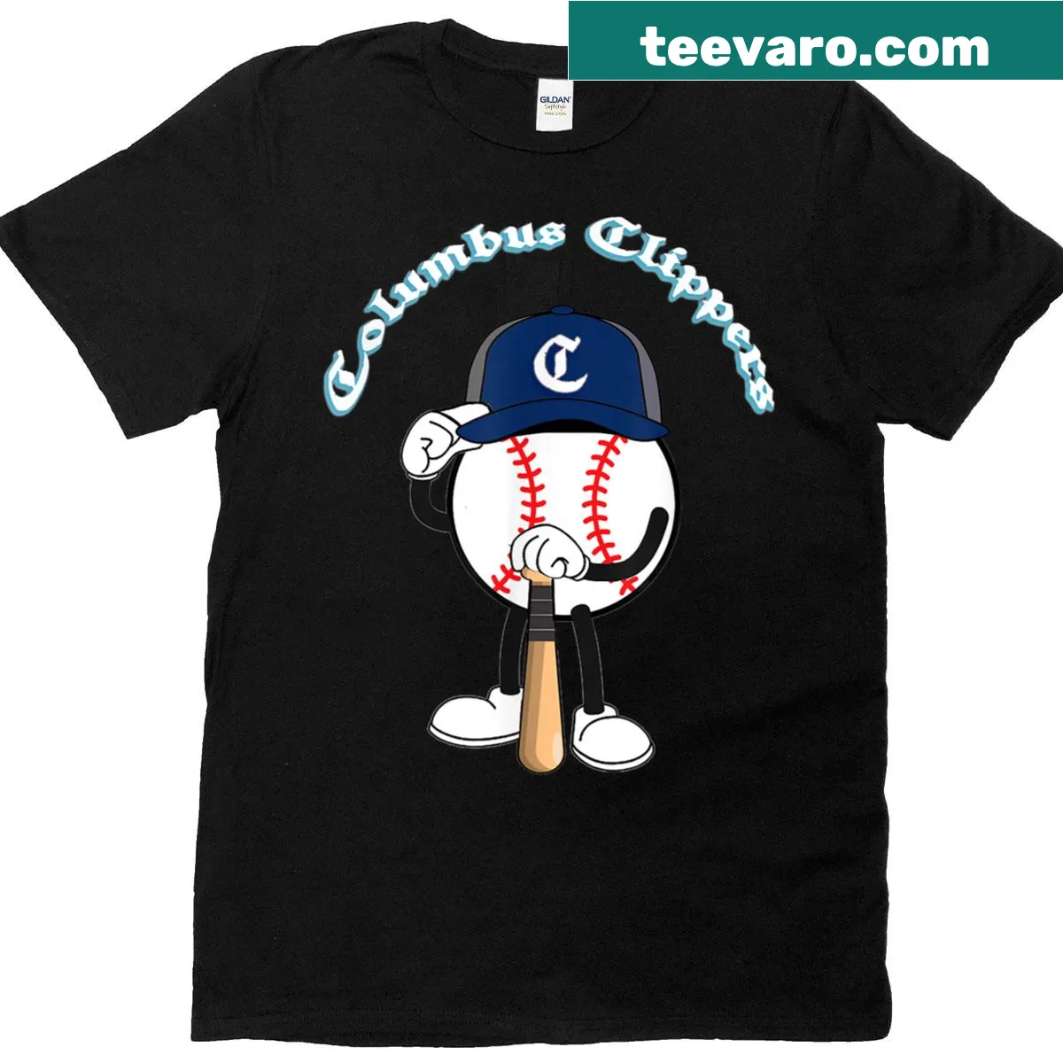 Columbus Clippers baseball themed graphic T-shirt — on a men's t-shirt