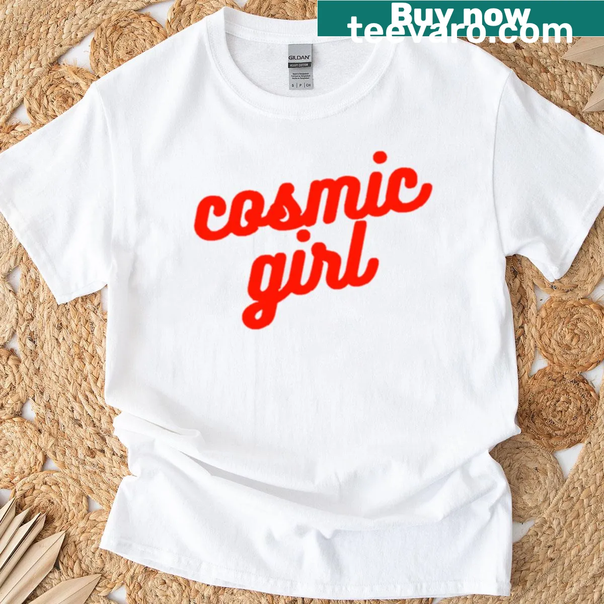 Cosmic girl illustration on t-shirt — on a men's t-shirt