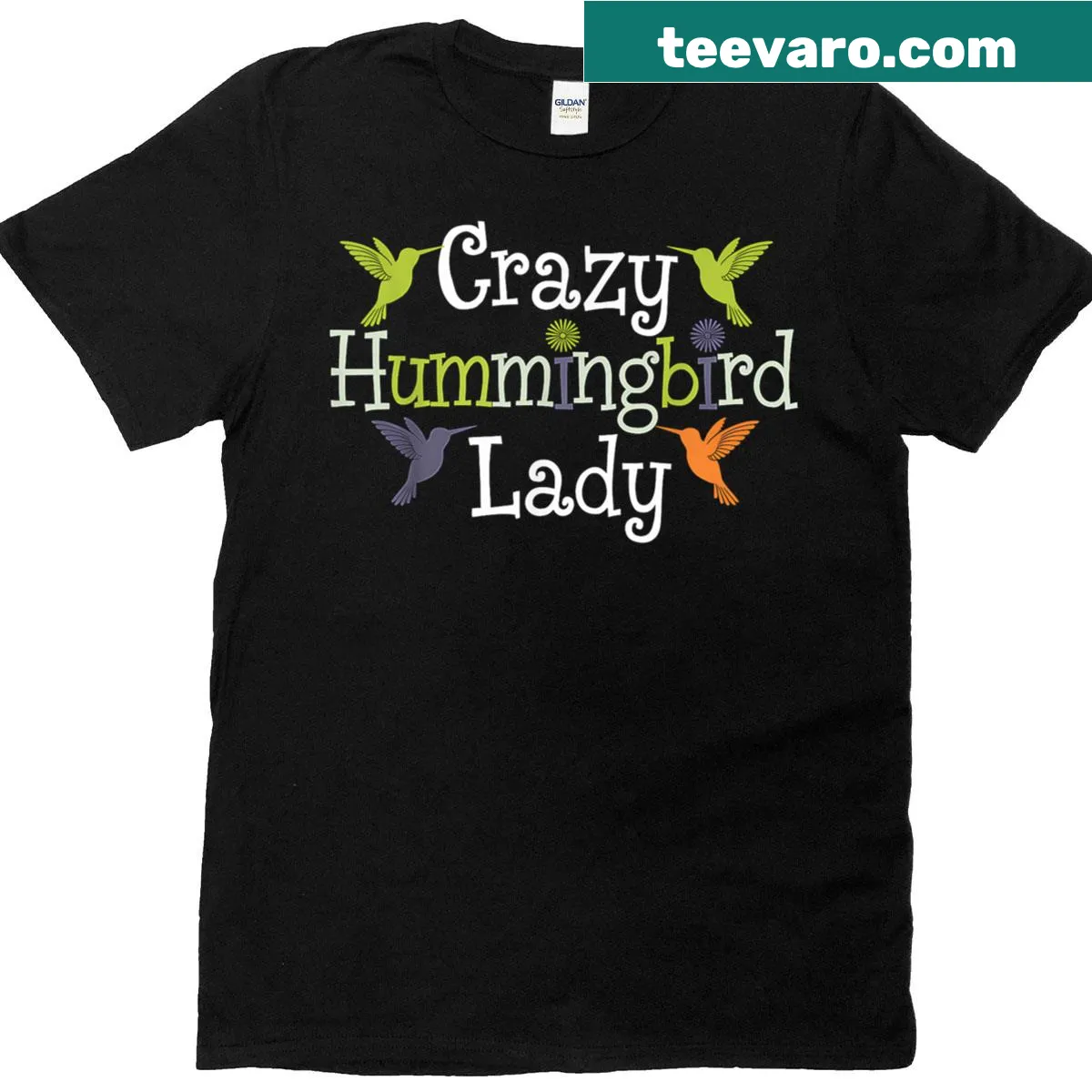 Playful cartoon of a hummingbird with funny text on a T-shirt — on a men's t-shirt
