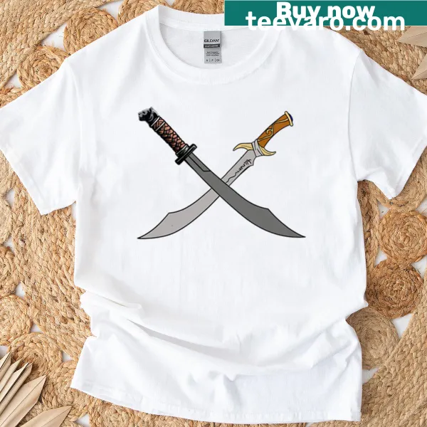 Crossed scimitars design on Dark Elf Drow T-shirt