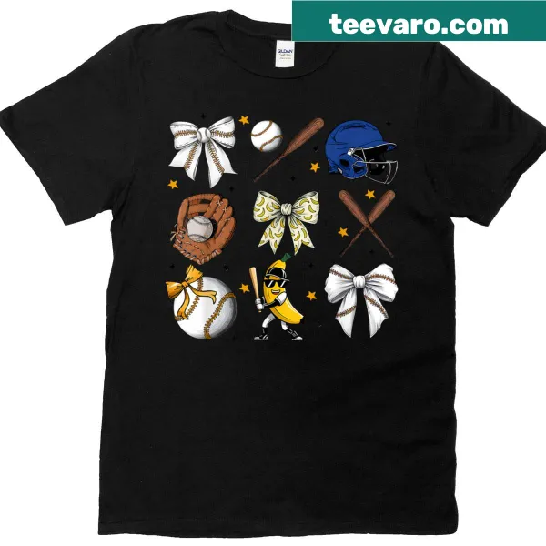 Playful banana design with bows for a T-shirt