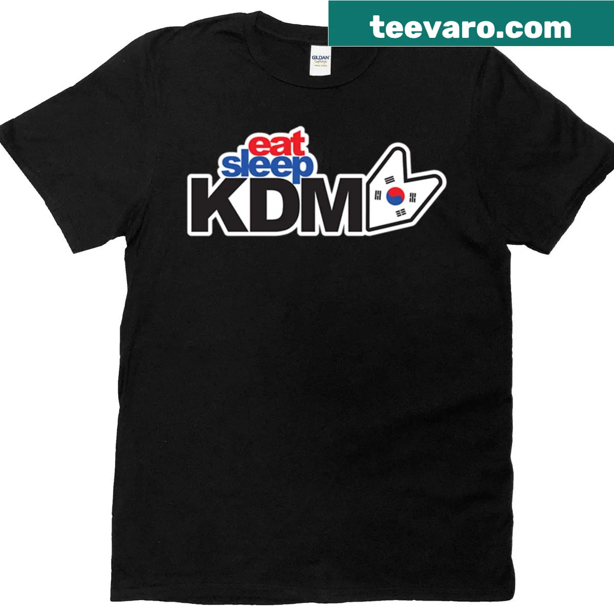 Simple T-shirt with text: Eat Sleep Kdm. — on a men's t-shirt