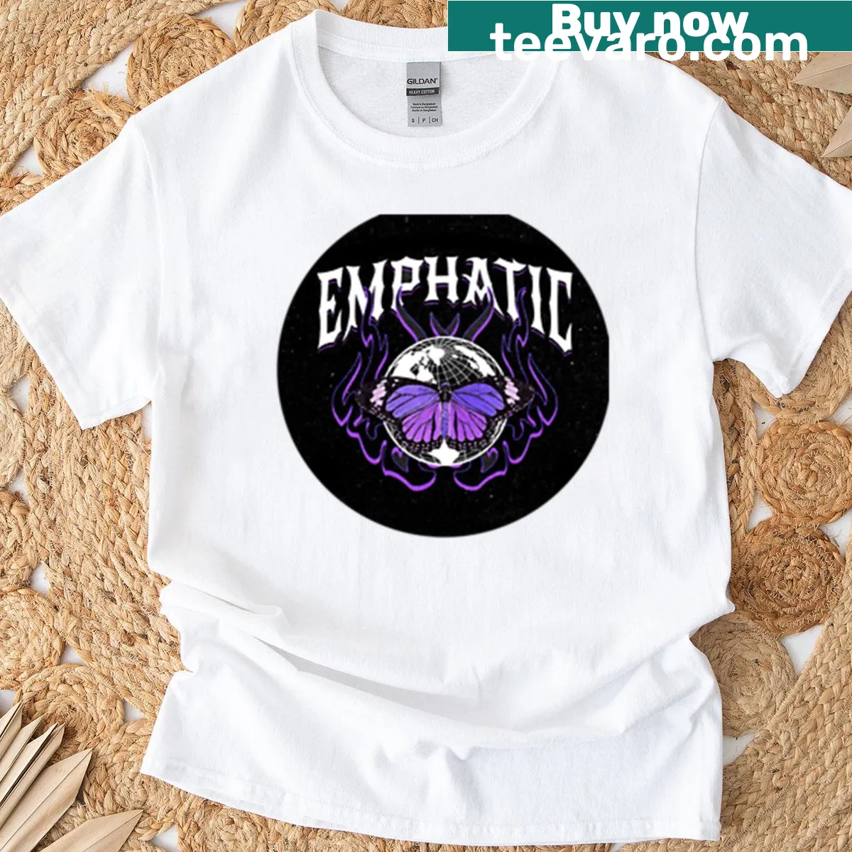 Gothic butterfly design symbolizing transformation on a t-shirt — on a men's t-shirt