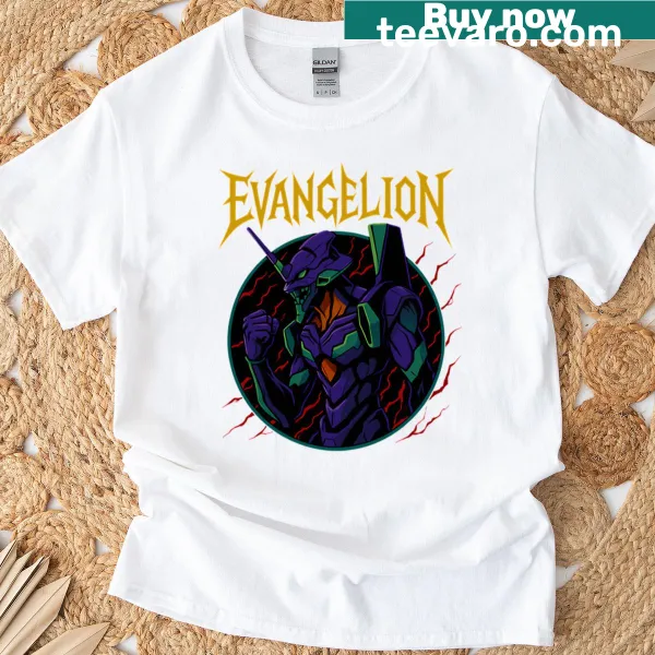 EVA Unit 01 graphic T-shirt featuring an illustration of the mecha