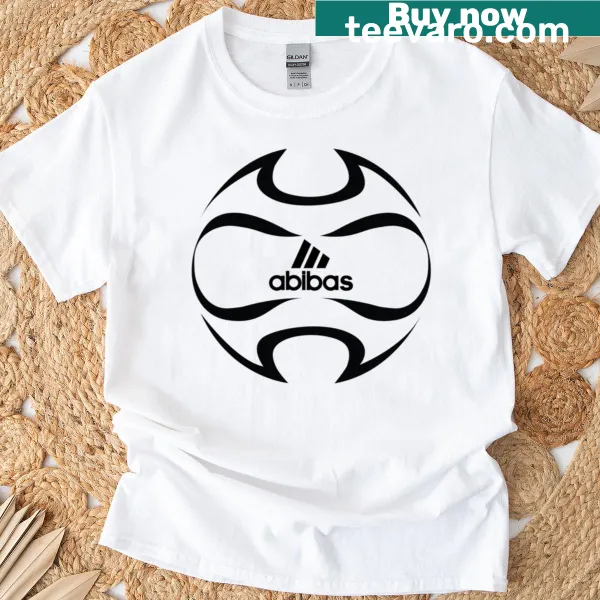 Playful cartoon-style football-themed t-shirt with Abibas design.