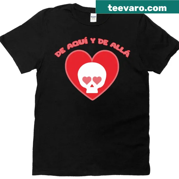 T-shirt featuring the phrase 'From Here And There' in a playful design