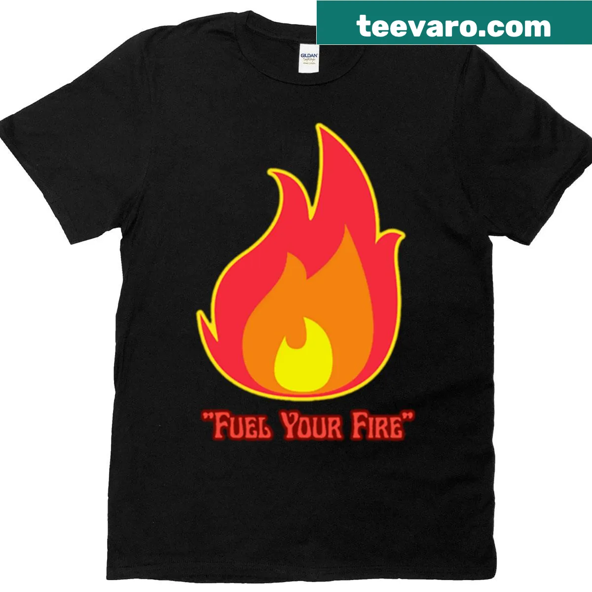 Motivational T-shirt with the phrase 'Fuel Your Fire' for inspiration. — on a men's t-shirt