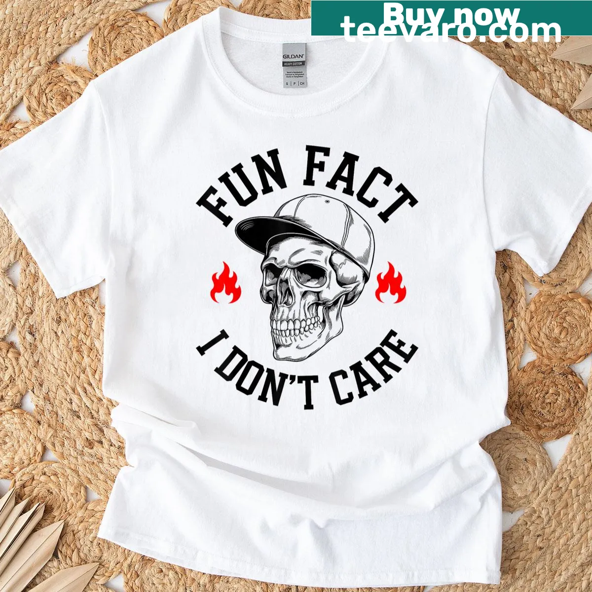 Vintage skeleton graphic T-shirt with sarcastic text. — on a men's t-shirt