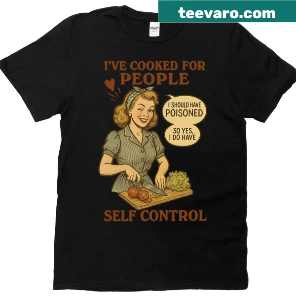 Funny retro chef T-shirt with a humorous cooking phrase
