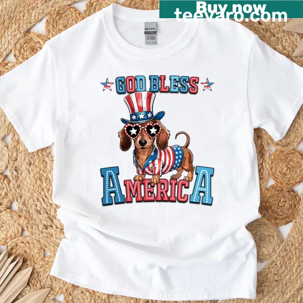 T-shirt with the phrase 'God Bless America' in classic typography.