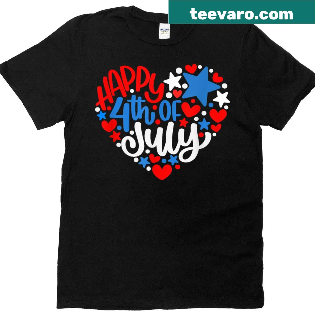 Patriotic 4th of July t-shirt featuring the American flag design. — on a men's t-shirt