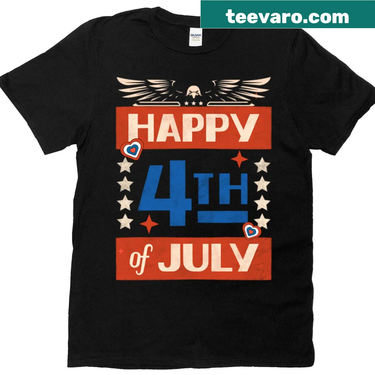 Happy 4th Of July shirt with bold typography — on a men's t-shirt