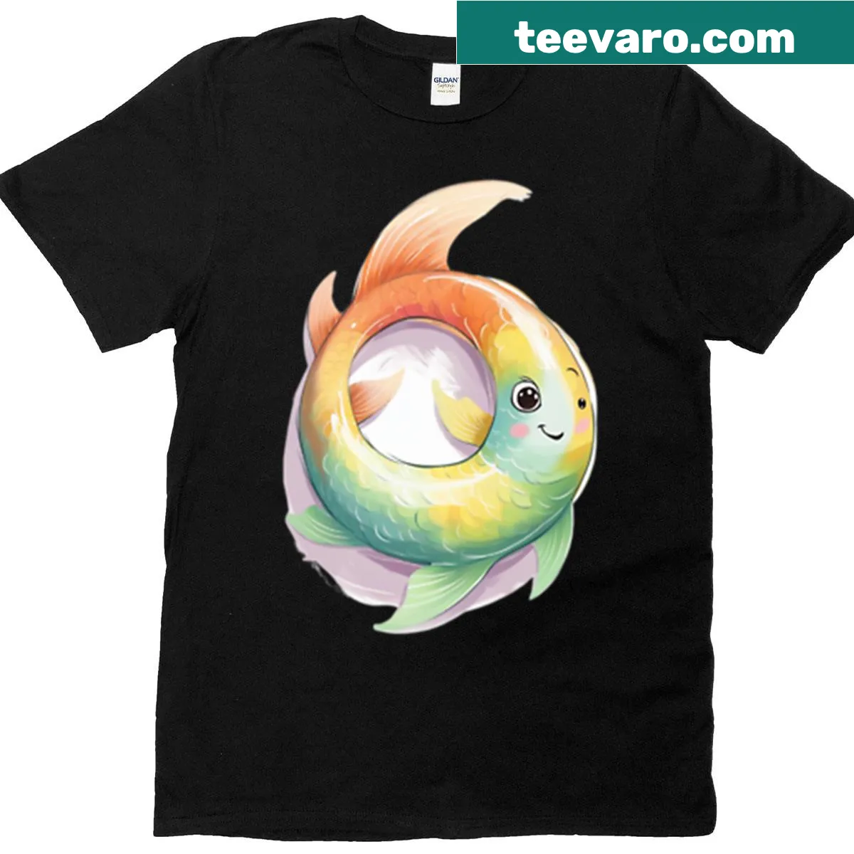 Illustration of a fish on a hook for fishing enthusiasts T-shirt — on a men's t-shirt
