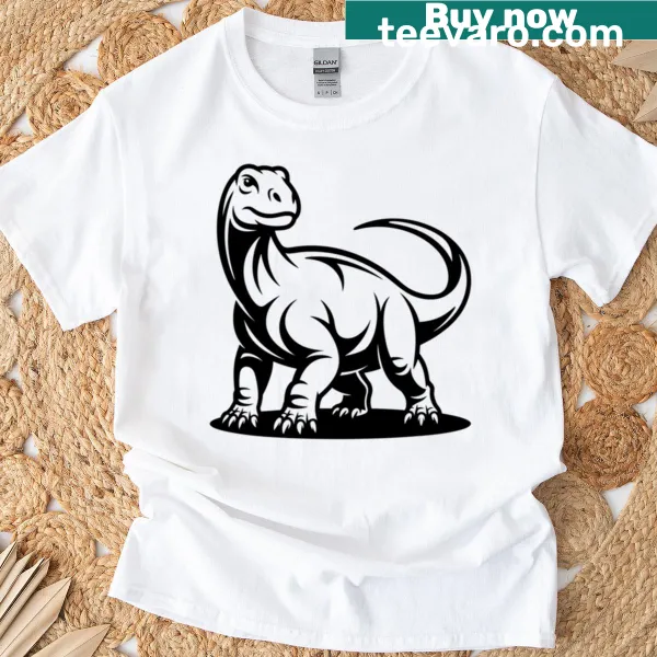 Illustrated T-shirt featuring the Iguanodon dinosaur in a detailed design