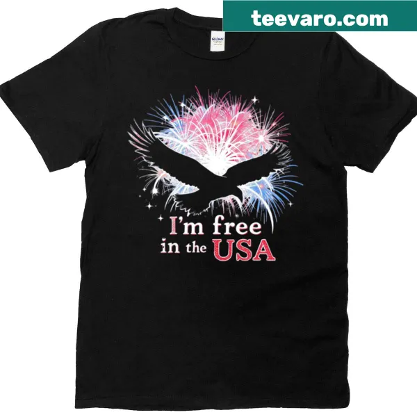 Patriotic T-shirt with the text 'I'm Free In The USA'