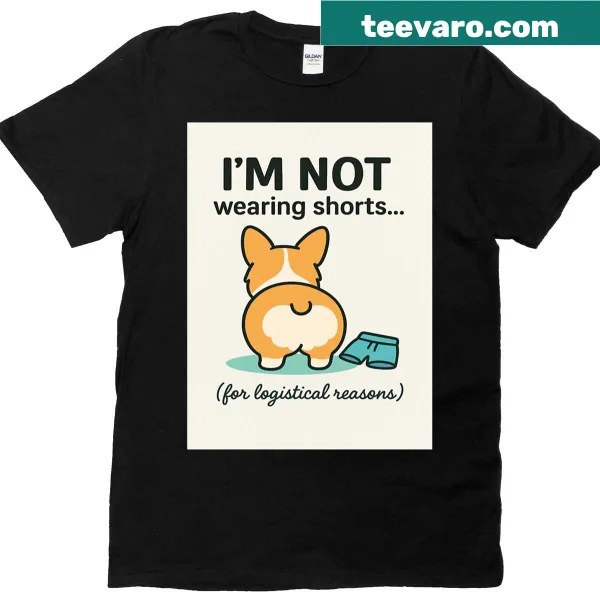 Funny corgi-themed t-shirt with humorous text.