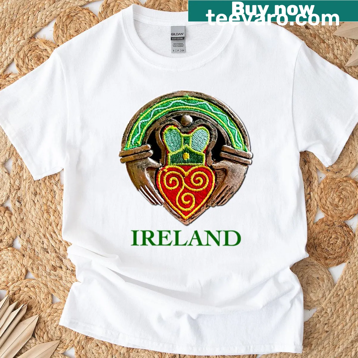 Claddagh symbol T-shirt representing love and friendship — on a men's t-shirt