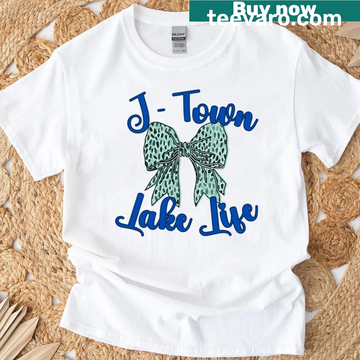 Preppy T-shirt featuring a bow design with animal print camo — on a men's t-shirt