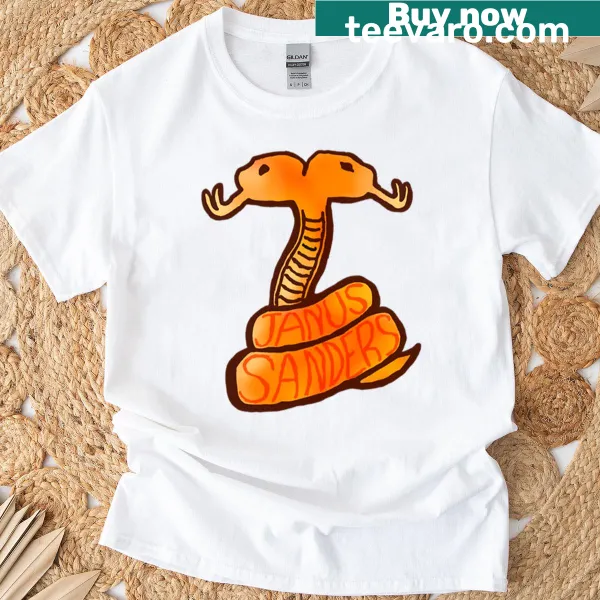 T-shirt featuring a bold graphic of Janus