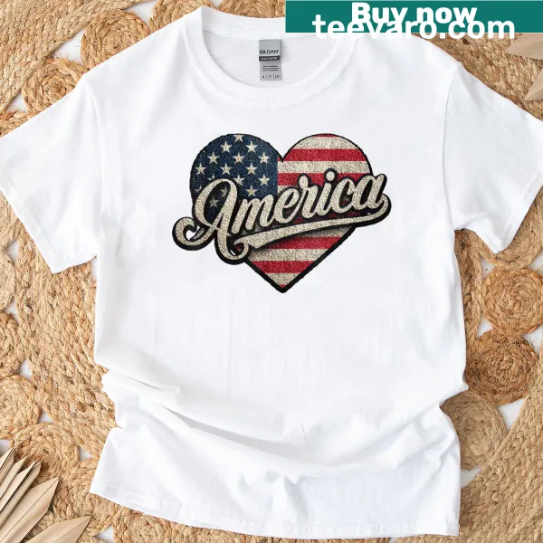 Patriotic American flag graphic T-shirt for Independence Day