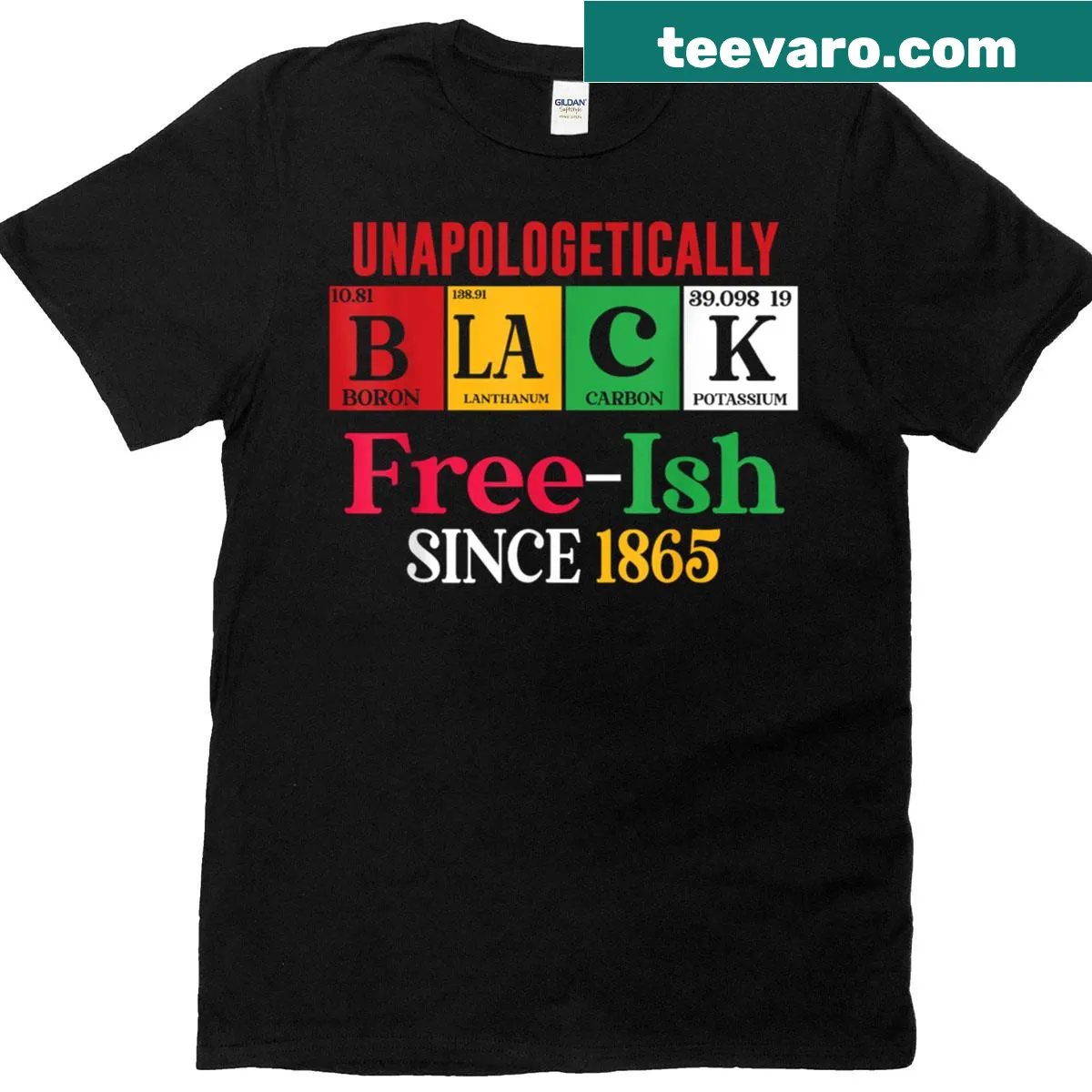 Unapologetically Black Juneteenth T-shirt with bold text — on a men's t-shirt