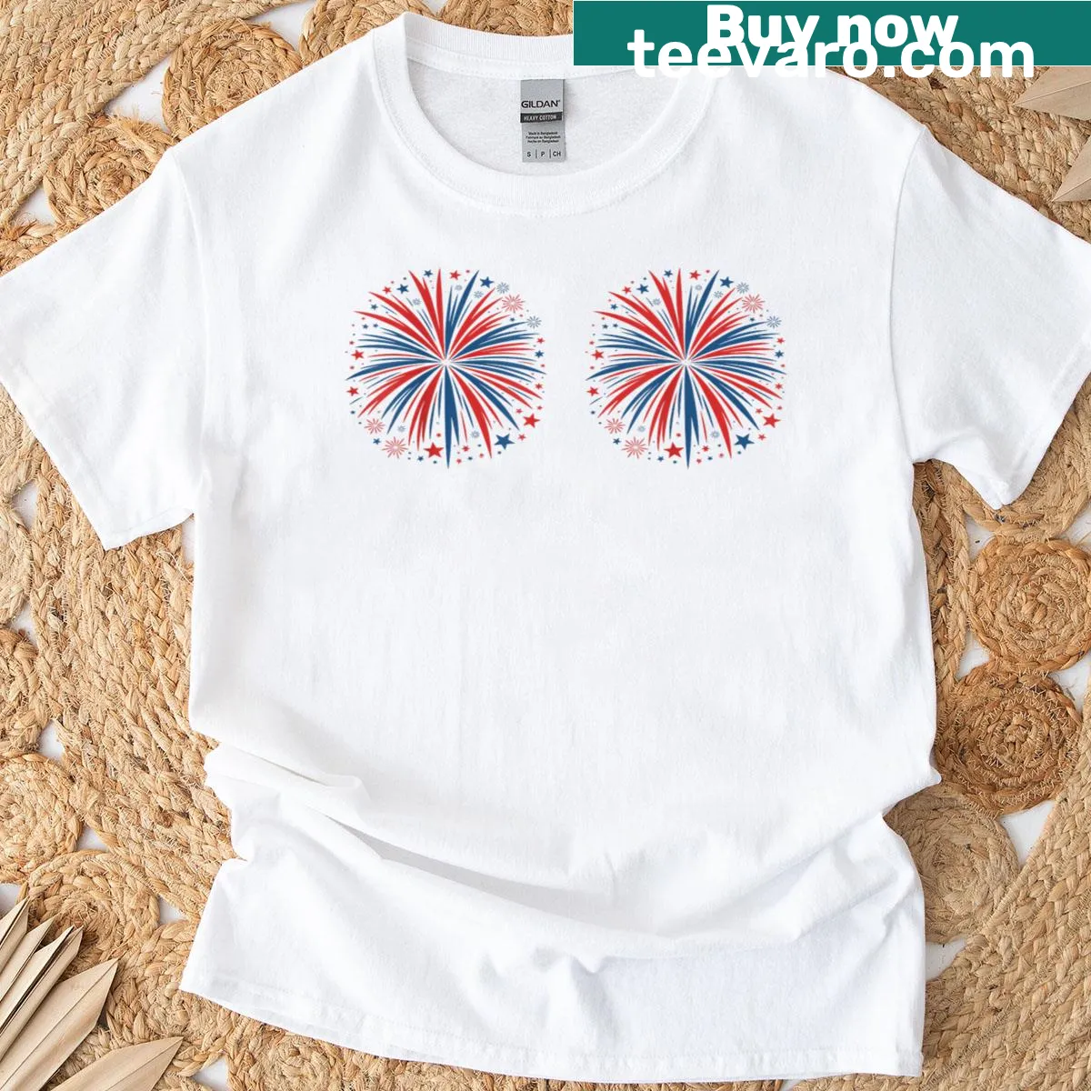 Funny couple T-shirt saying Just Here For The Fireworks — on a men's t-shirt