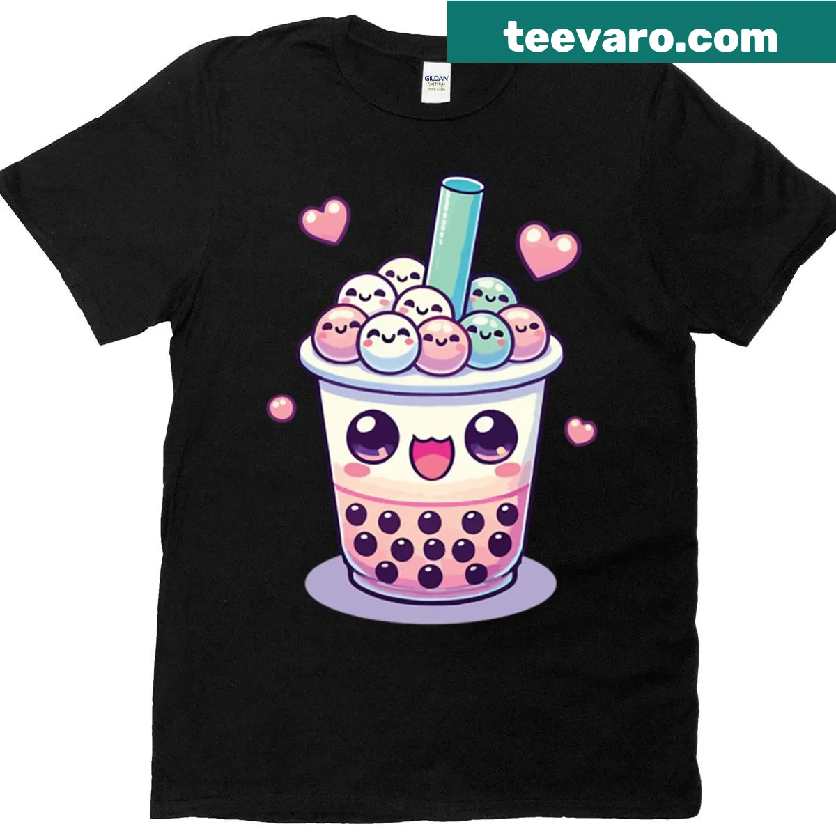 Kawaii boba tea graphic on a T-shirt — on a men's t-shirt