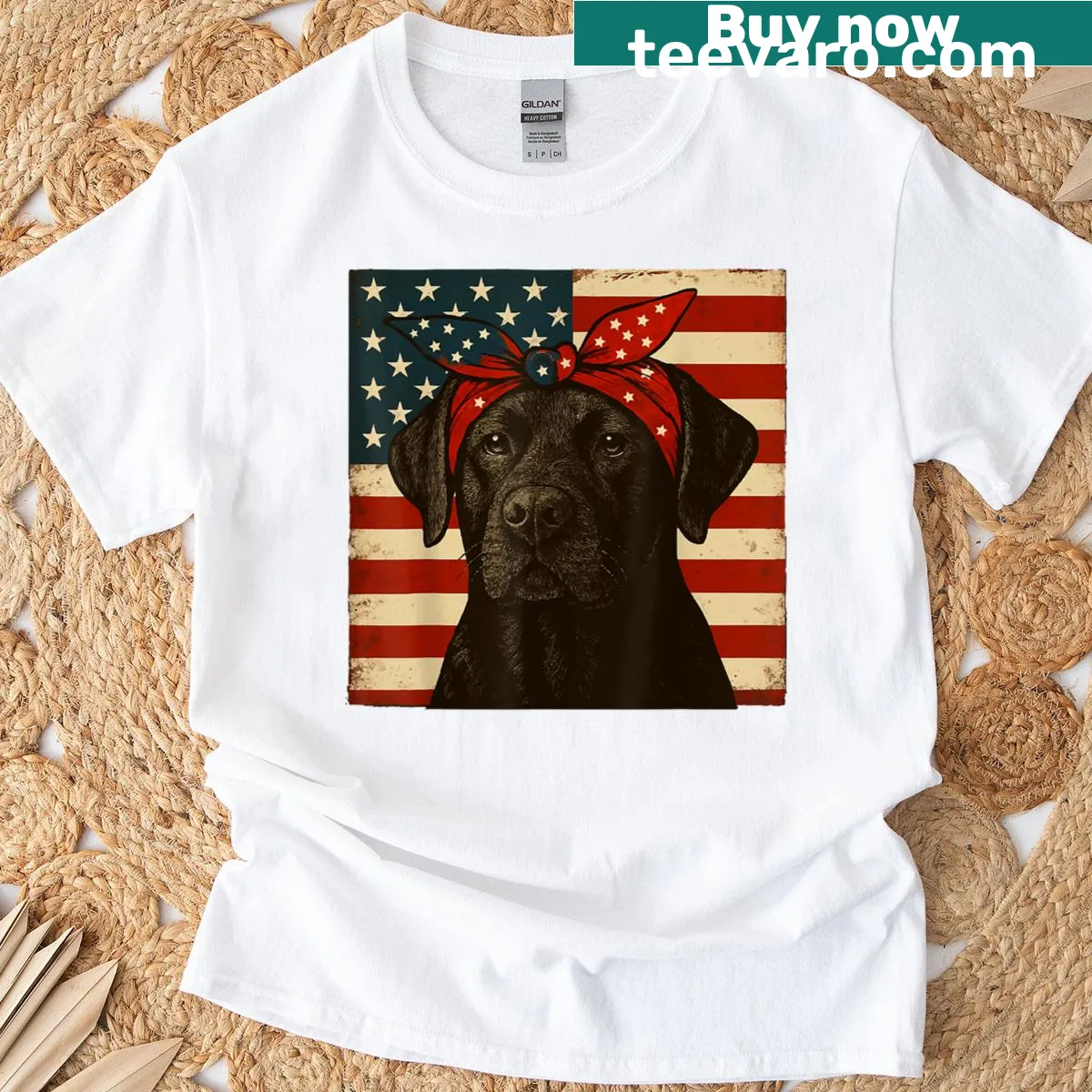 Patriotic Labrador Retriever 4th of July t-shirt — on a men's t-shirt