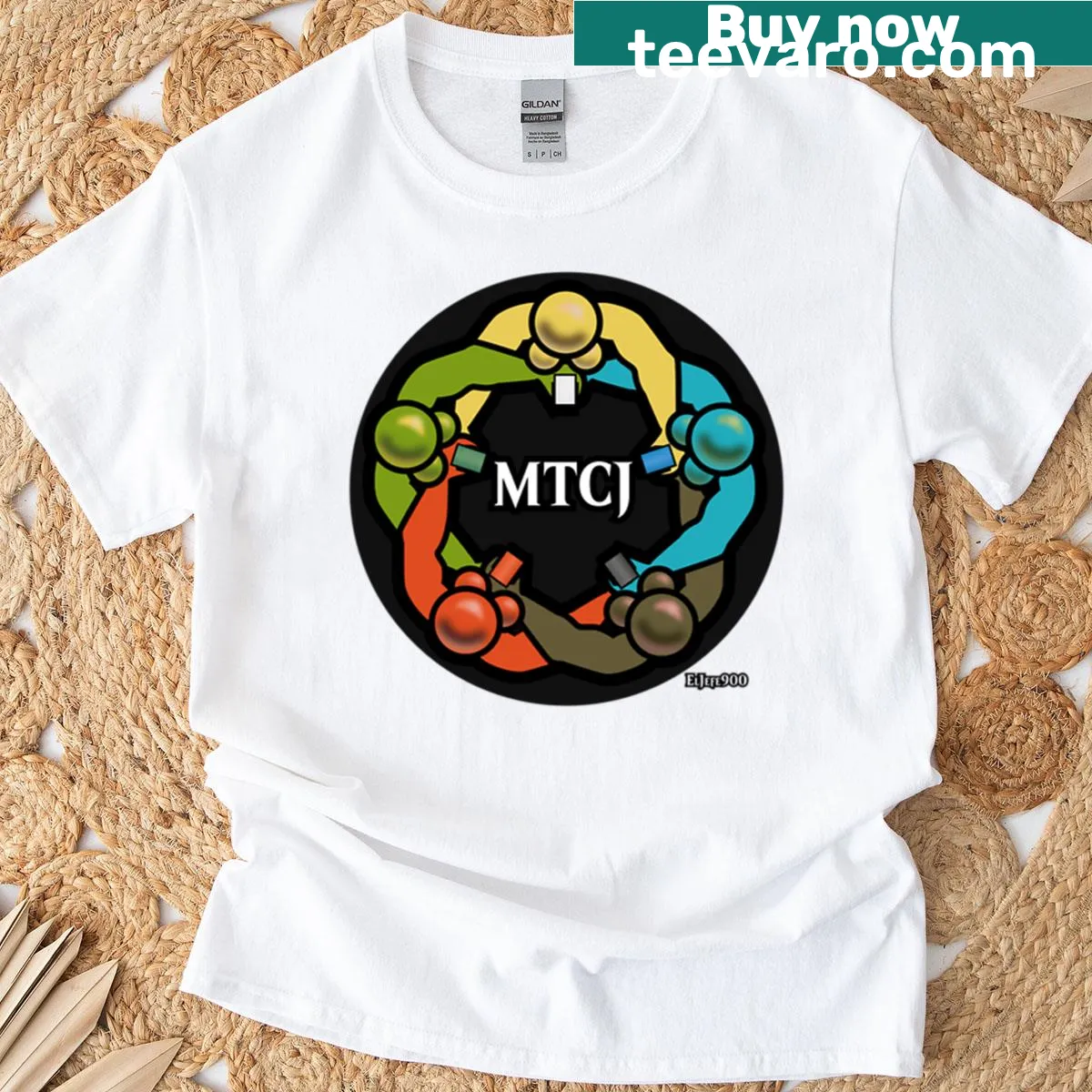 Ladies' t-shirt featuring a humorous magic-themed logo — on a men's t-shirt