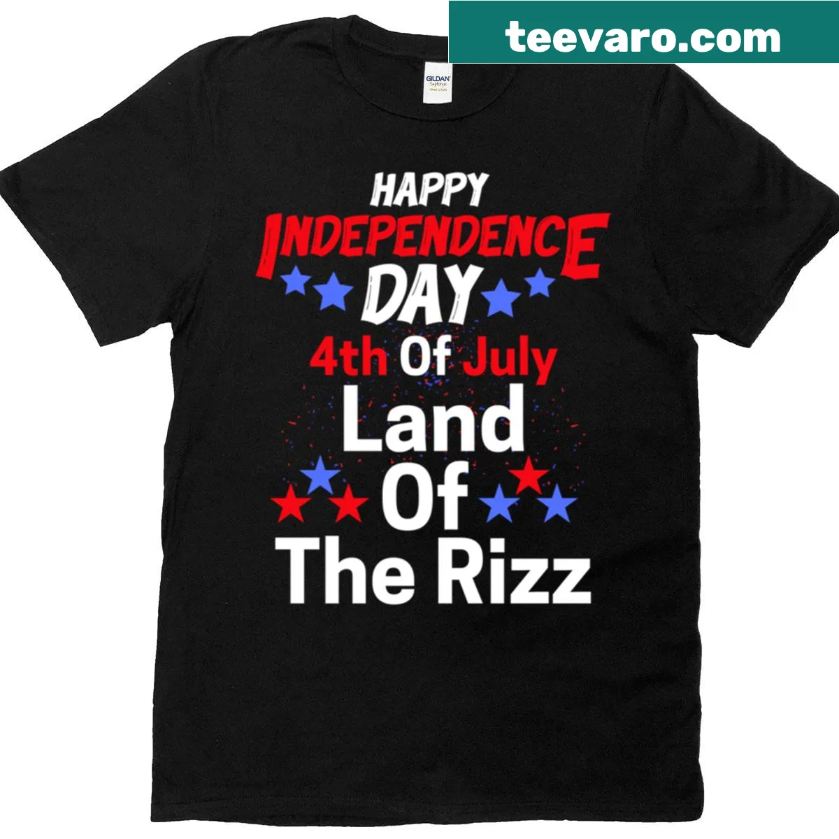 Playful 'Land Of The Rizz' T-shirt for Independence Day. — on a men's t-shirt