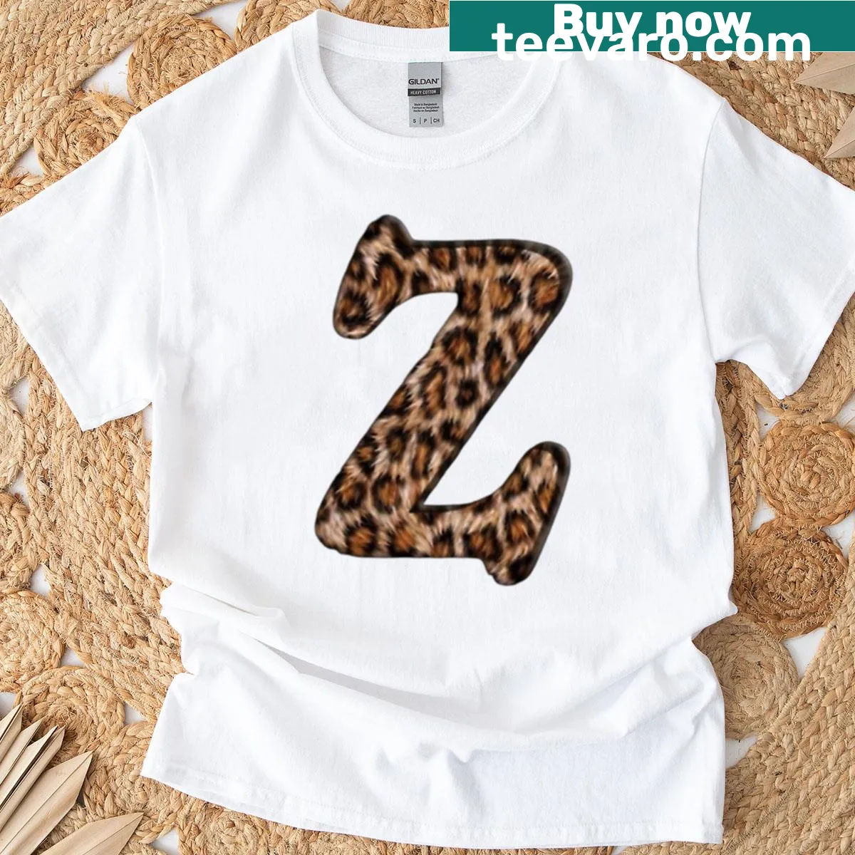 T-shirt with a leopard print letter 'Z' design — on a men's t-shirt