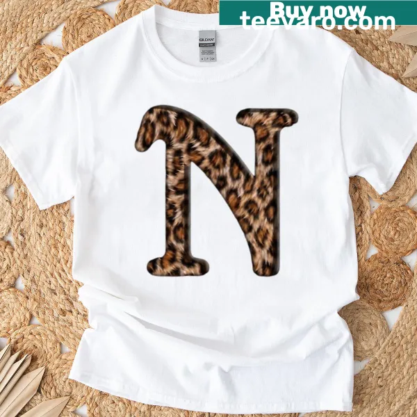 Leopard print t-shirt with the letter N in a playful design
