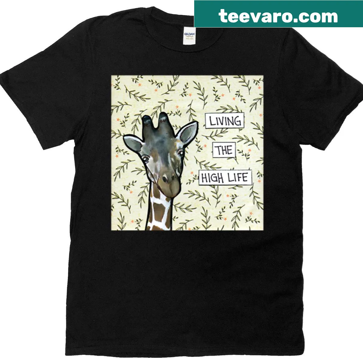 Illustration of a relaxed giraffe on a fun T-shirt — on a men's t-shirt