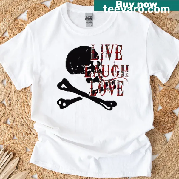 Typographic t-shirt with the words Live Laugh Love in a modern design