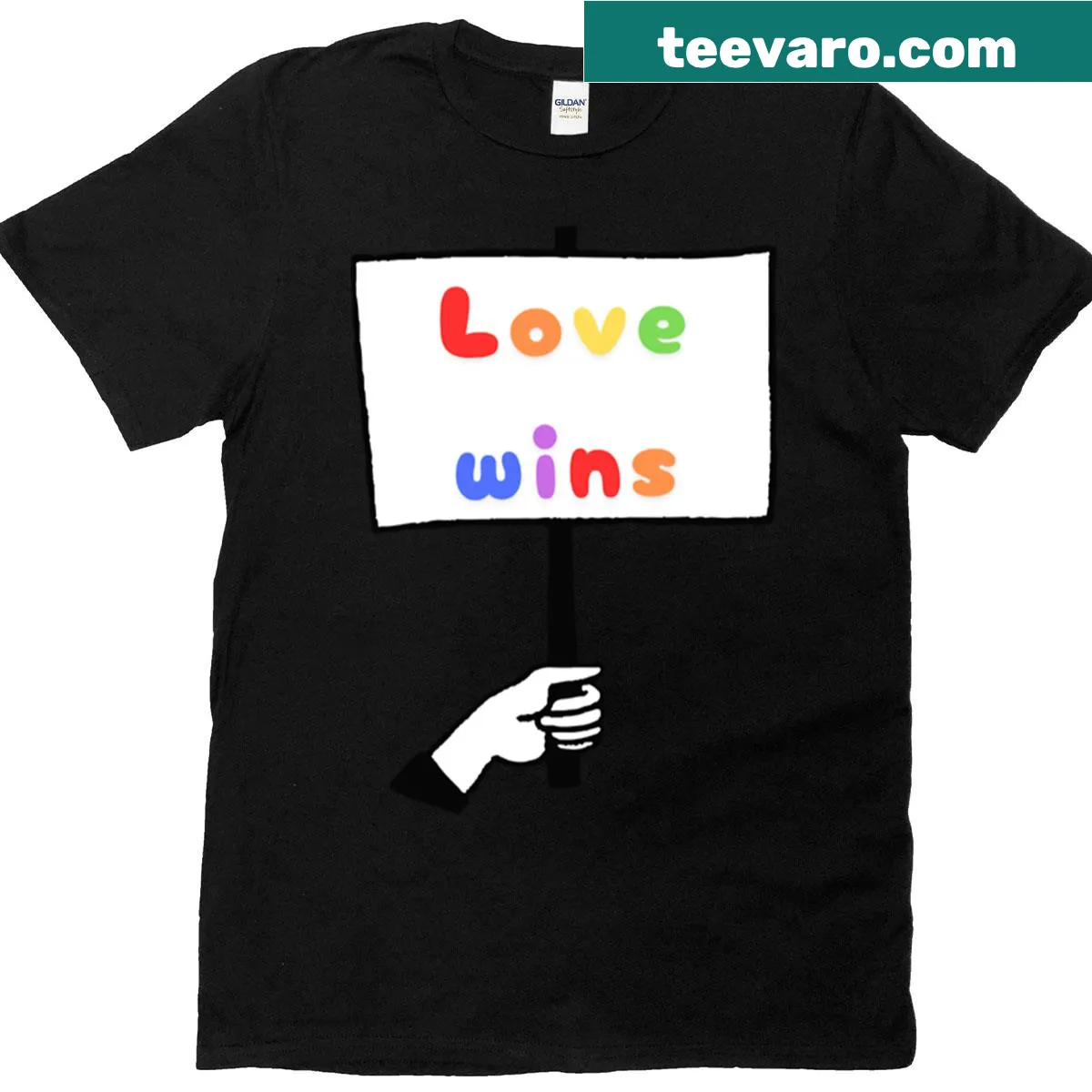 T-shirt featuring the uplifting phrase 'Love Wins' in bold typography — on a men's t-shirt