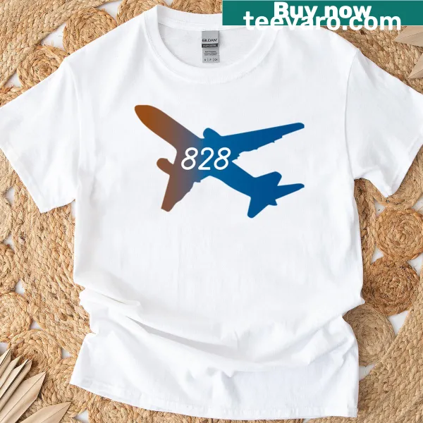 Minimalist T-shirt with flight number 828 graphic
