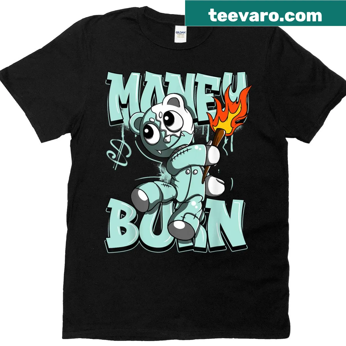 Bold typography t-shirt with 'Money Burn' slogan — on a men's t-shirt