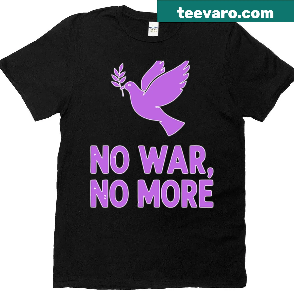 T-shirt with the phrase 'No War No More' in bold typography — on a men's t-shirt