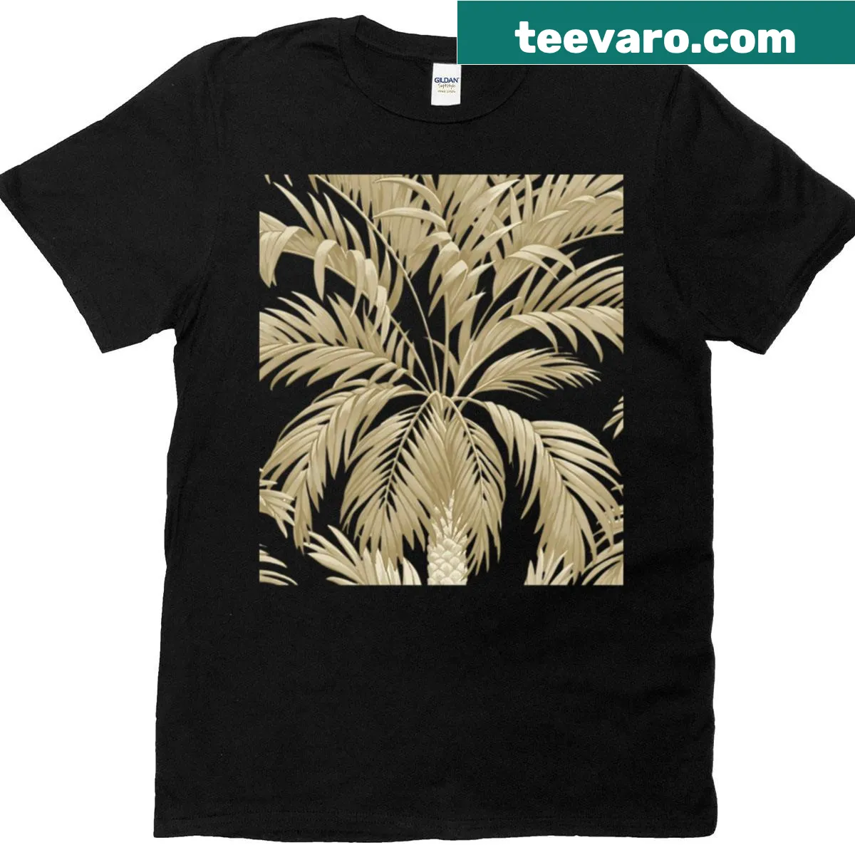 Illustrated palm tree pattern on a stylish T-shirt — on a men's t-shirt