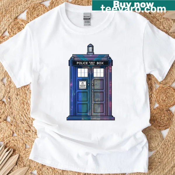 Pixelated t-shirt inspired by the iconic police box