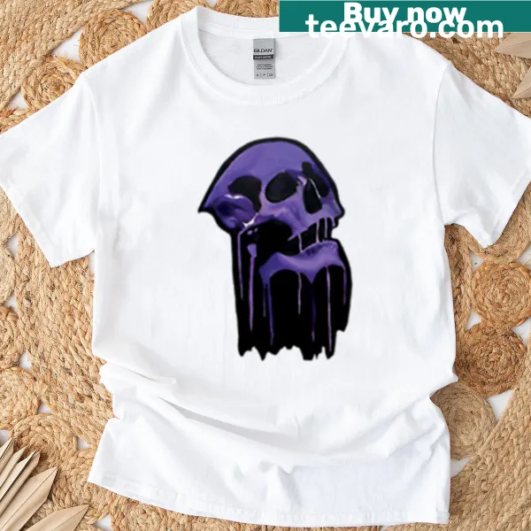 Melting skull graphic in a haunting design