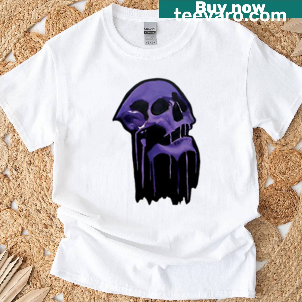 Melting skull graphic in a haunting design — on a men's t-shirt