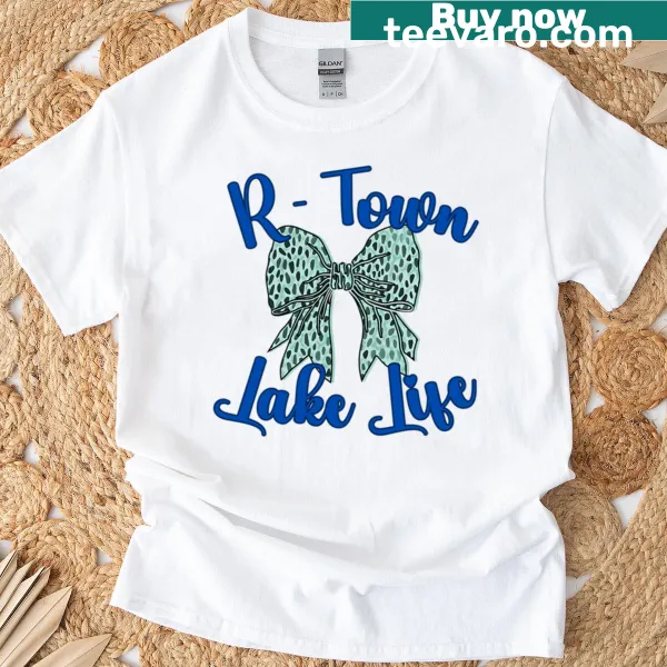 Preppy bow design T-shirt with lake life theme and animal print
