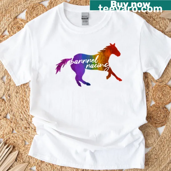 Illustration of a racing horse on T-shirt in vibrant style