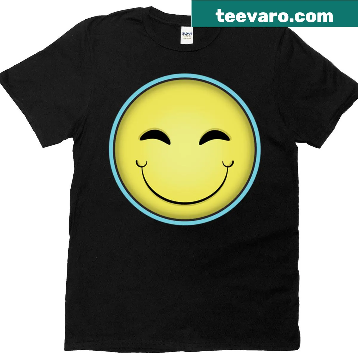 Playful T-shirt with a smiling face and rainbow design — on a men's t-shirt