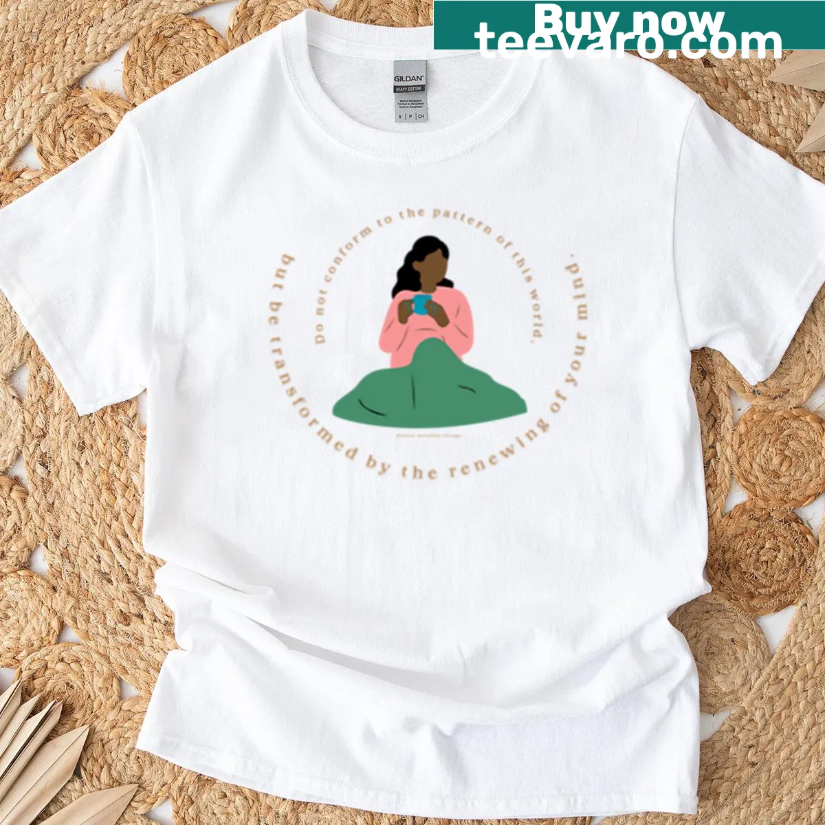 Inspirational T-shirt with the phrase 'Renew Your Mind'. — on a men's t-shirt