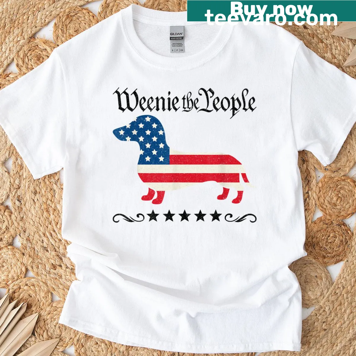 Vintage distressed T-shirt with 'Weenie The People' and dachshund design — on a men's t-shirt