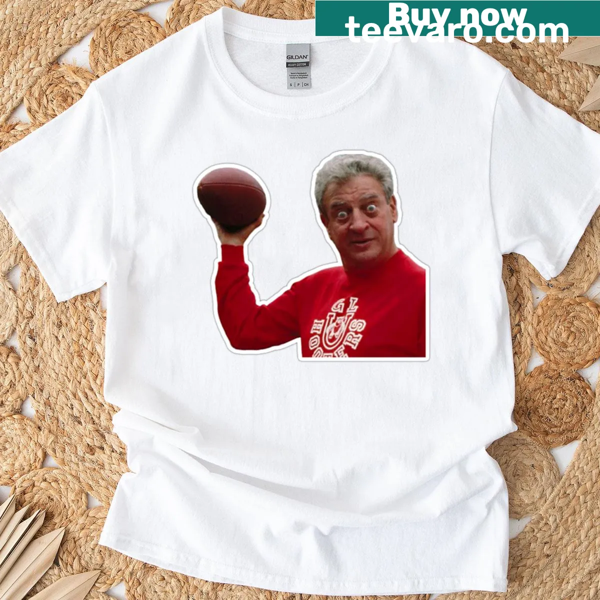 Sticker-style T-shirt celebrating football culture — on a men's t-shirt