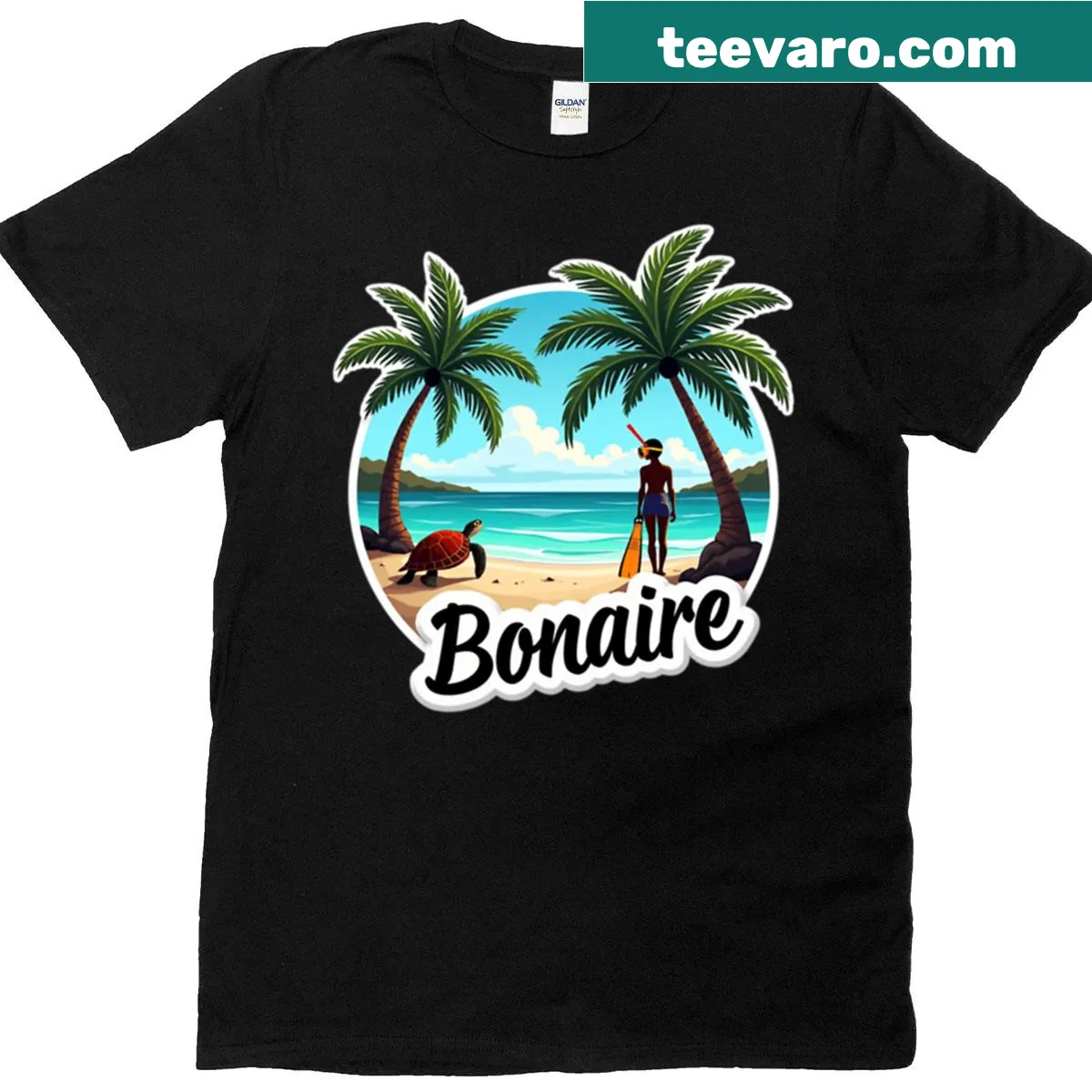 Funny T-shirt about snorkeling in Bonaire — on a men's t-shirt