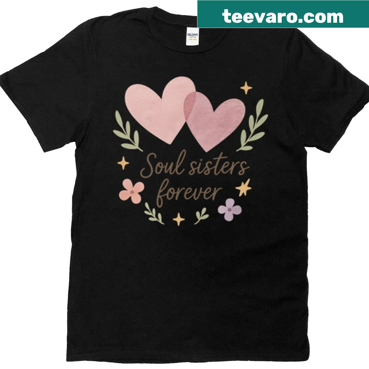 Whimsical watercolor hearts and stars T-shirt — on a men's t-shirt